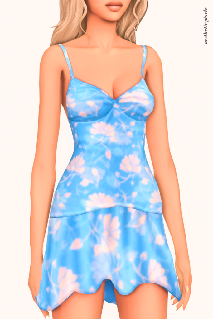 a female sim wearing a custom content dress in the sims 4 that is short and casual style