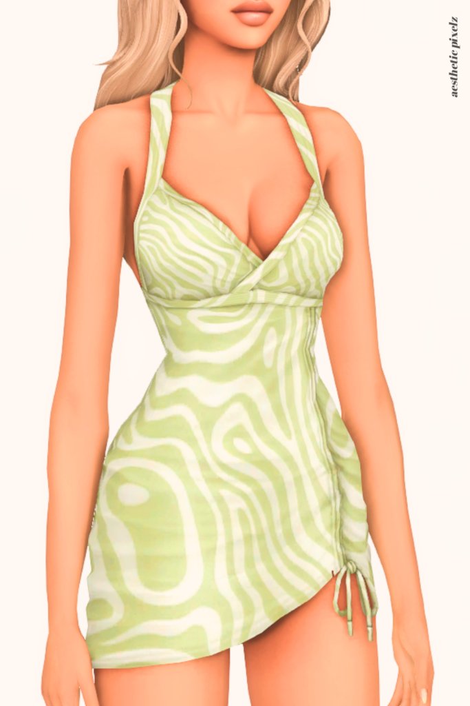 a female sim wearing a custom content dress in the sims 4 that is short and casual style