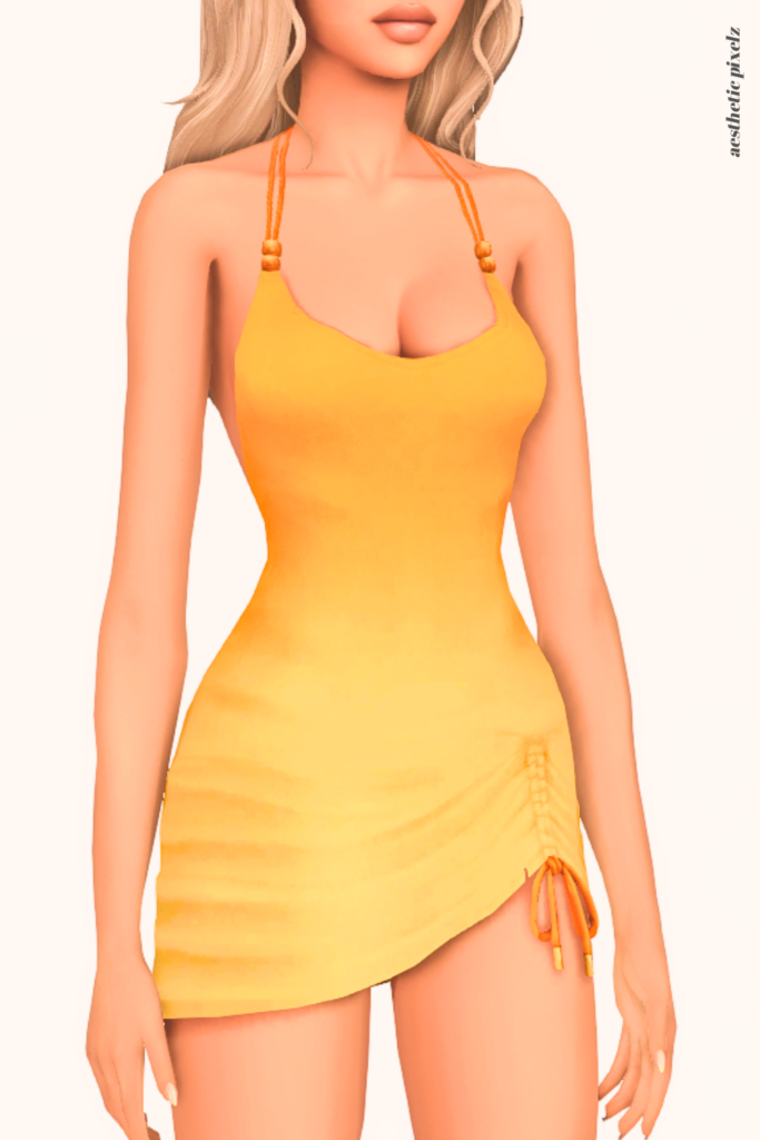 a female sim wearing a custom content dress in the sims 4 that is short and casual style