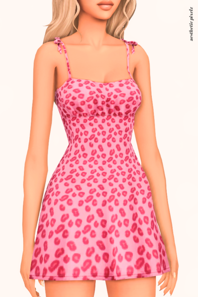 a female sim wearing a custom content dress in the sims 4 that is short and casual style