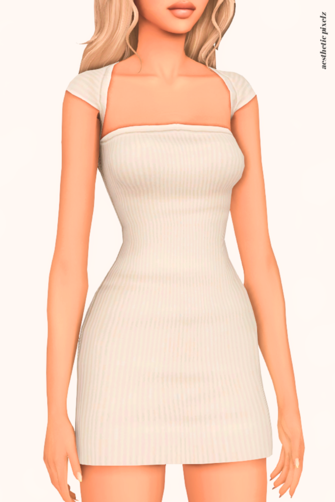 a female sim wearing a custom content dress in the sims 4 that is short and casual style