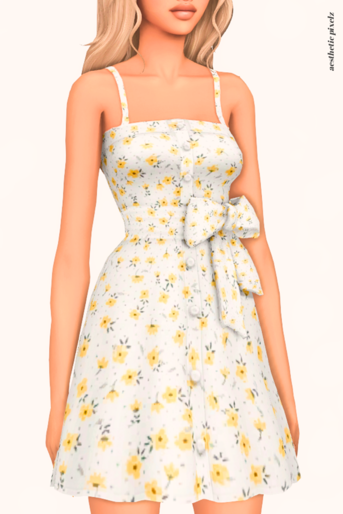 a female sim wearing a custom content dress in the sims 4 that is short and casual style