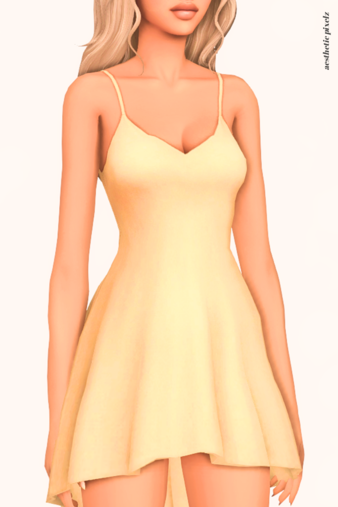 a female sim wearing a custom content dress in the sims 4 that is short and casual style