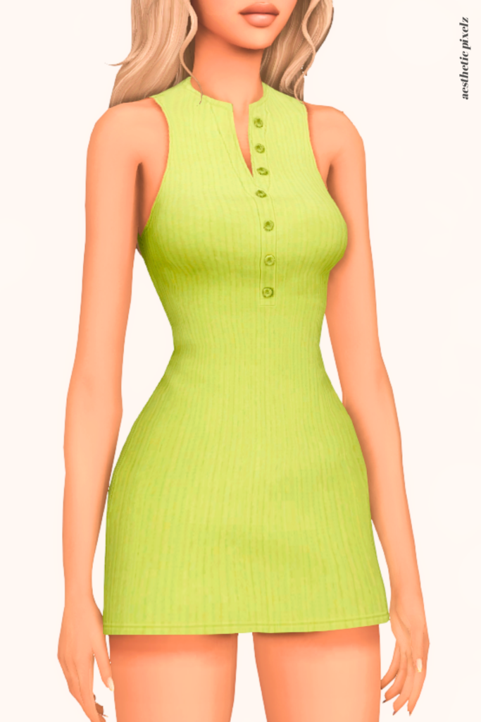 a female sim wearing a custom content dress in the sims 4 that is short and casual style