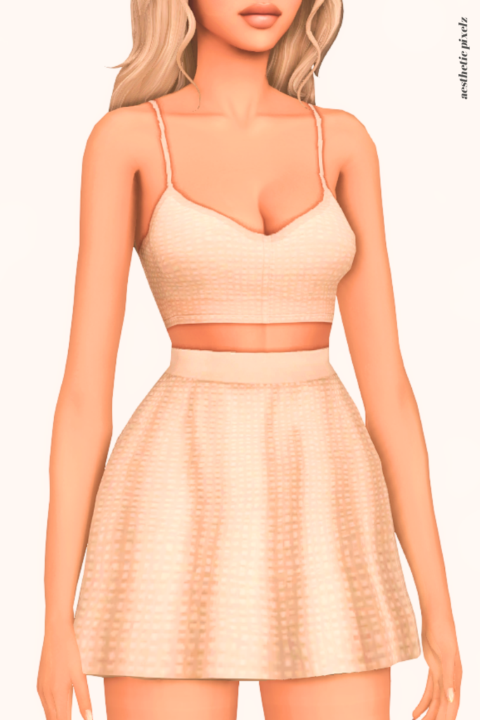a female sim wearing a custom content dress in the sims 4 that is short and casual style