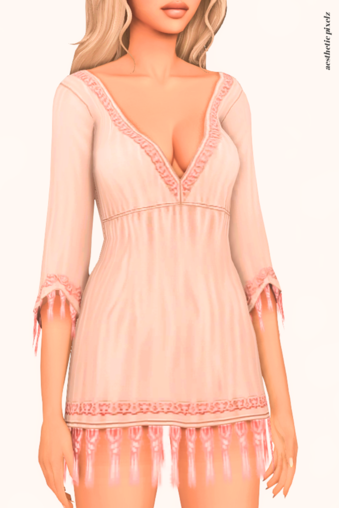 a female sim wearing a custom content dress in the sims 4 that is short and casual style