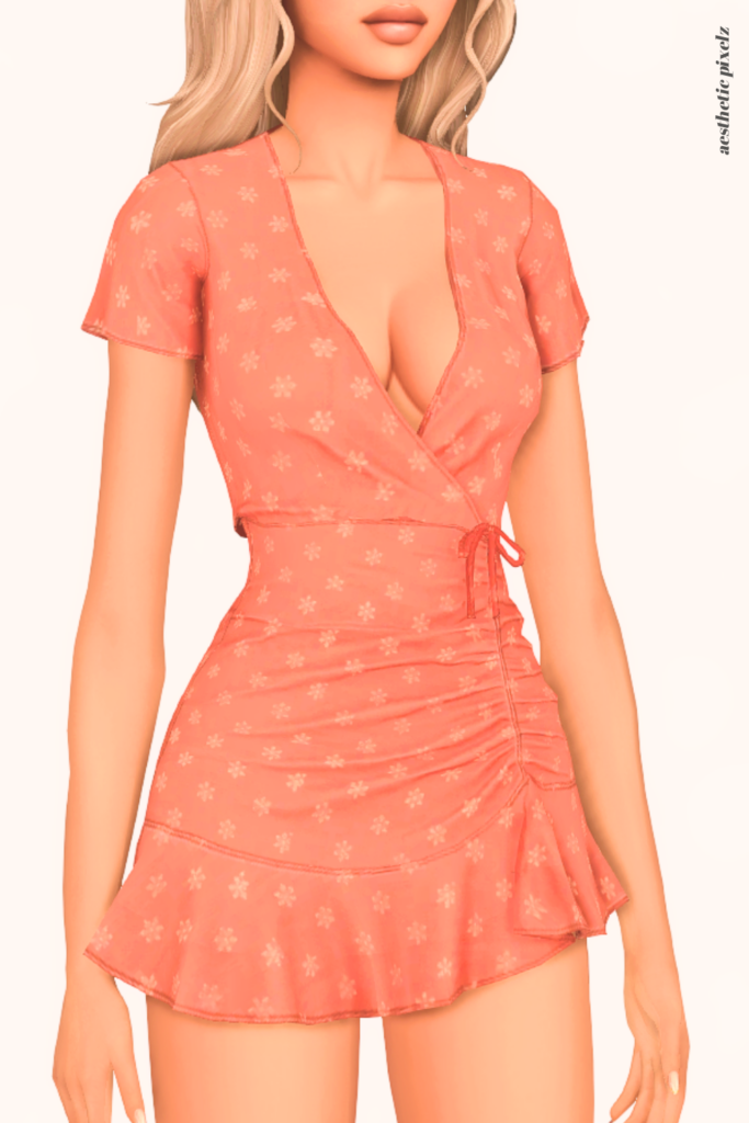 a female sim wearing a custom content dress in the sims 4 that is short and casual style