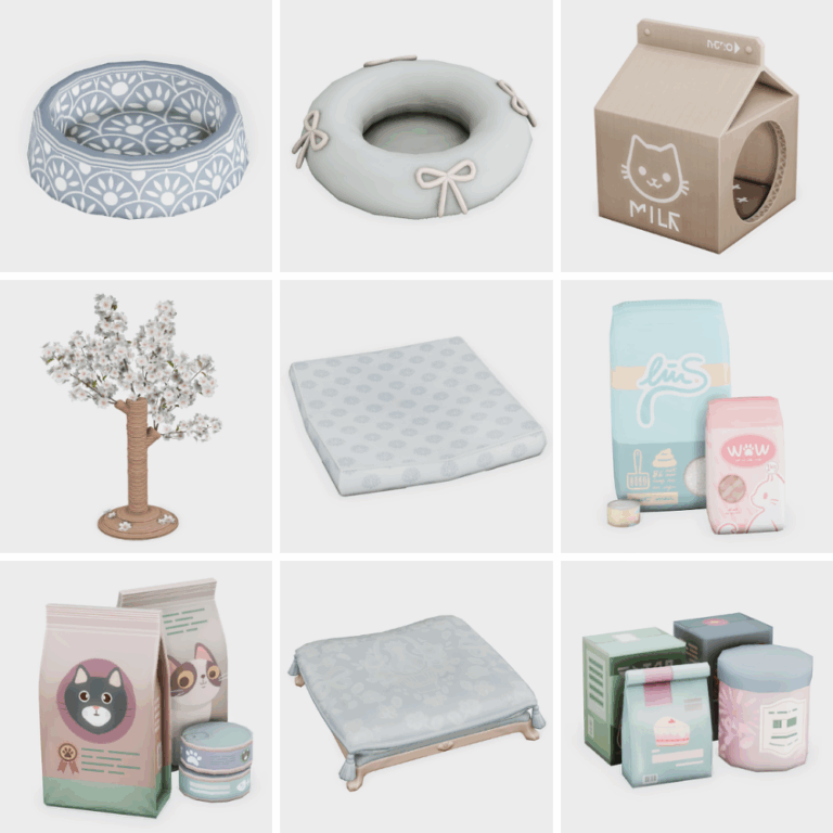 a lookbook grid of sims 4 pet cc finds