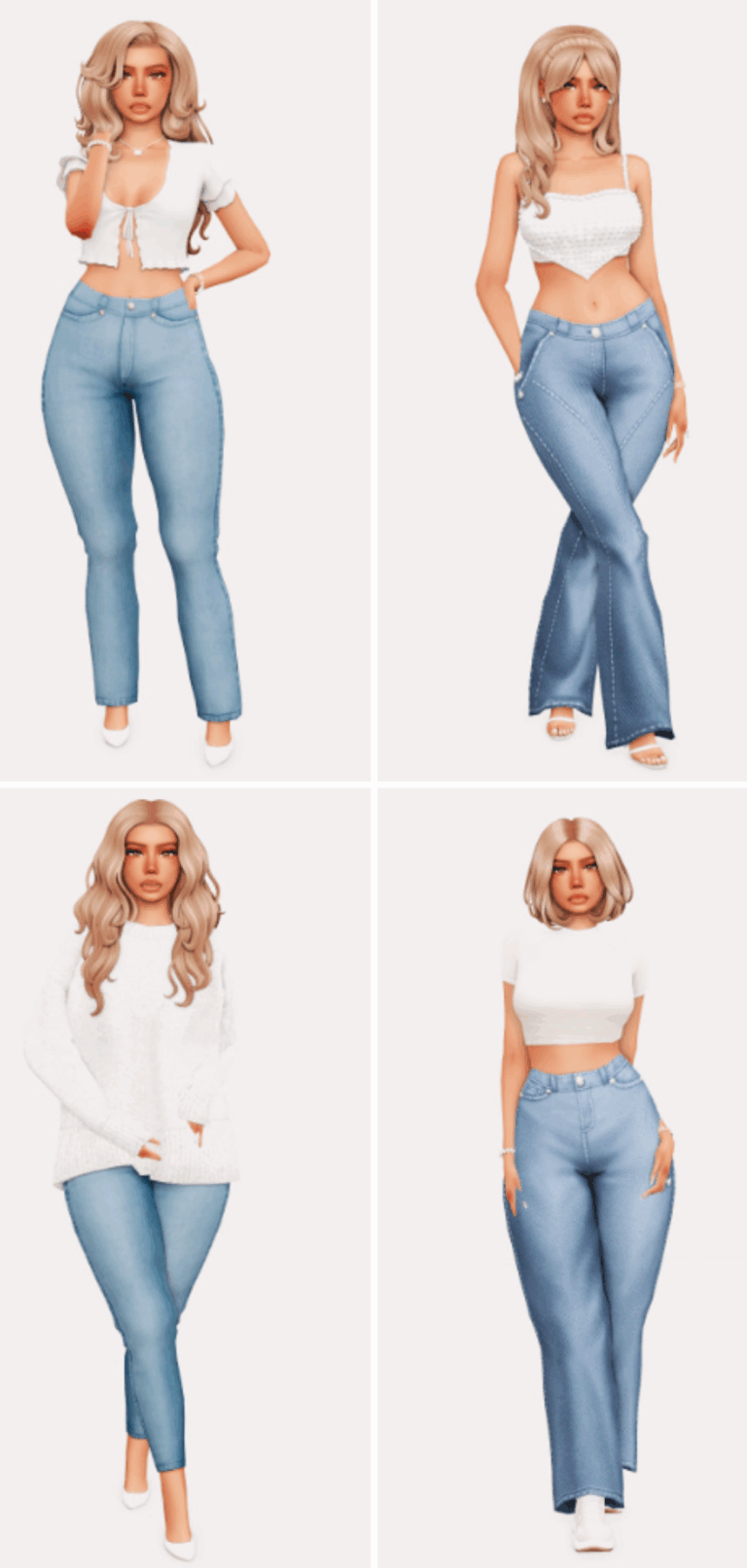 Sims 4 CC Jeans Lookbook: Casual & Aesthetic Denim Outfits