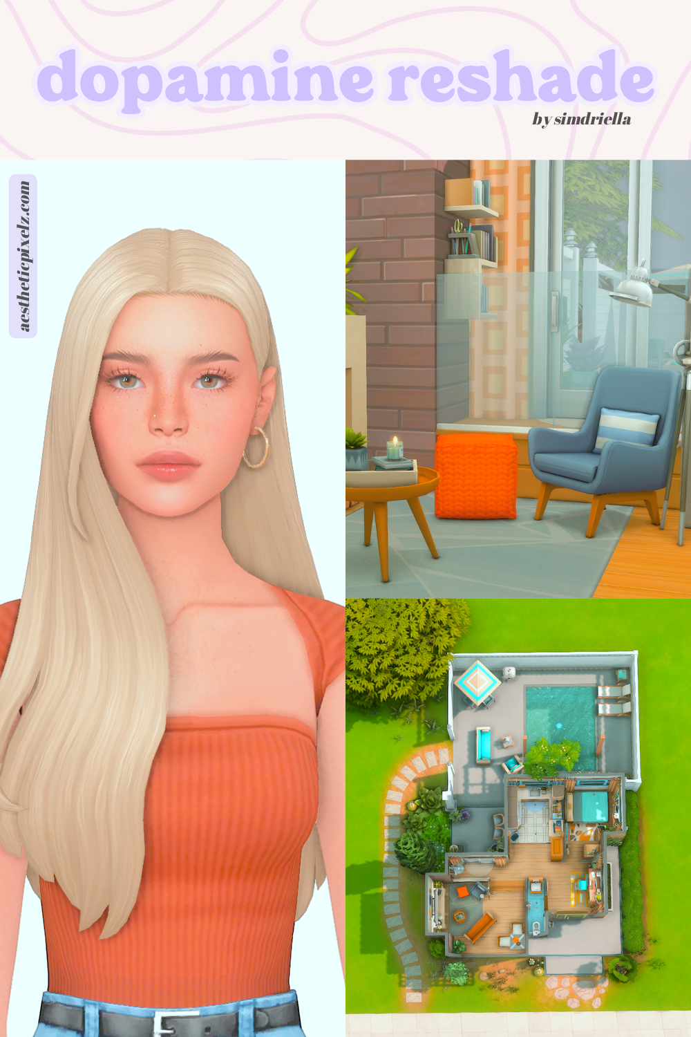 images showing off the dopamine reshade for the sims 4