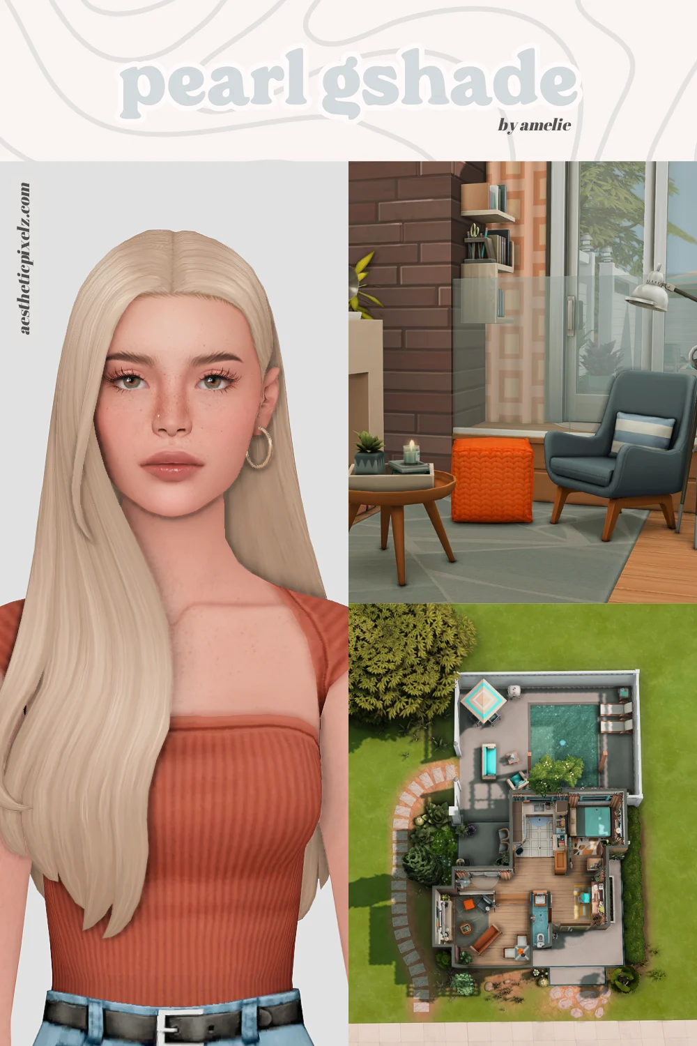 images showing off the pearl gshade for the sims 4