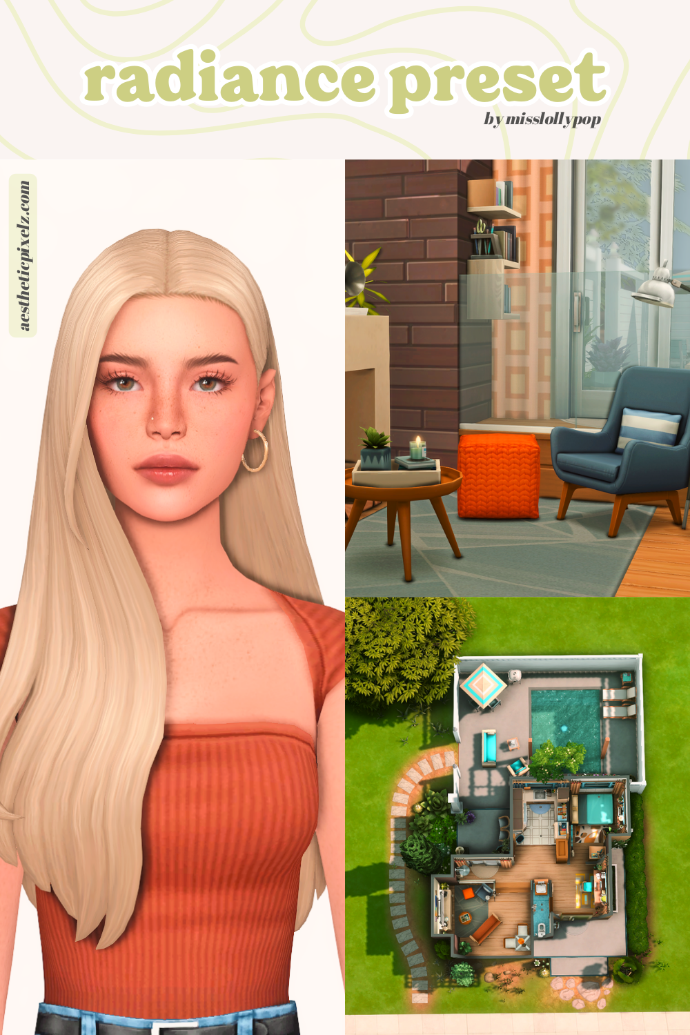 images showing off the radiance reshade for the sims 4