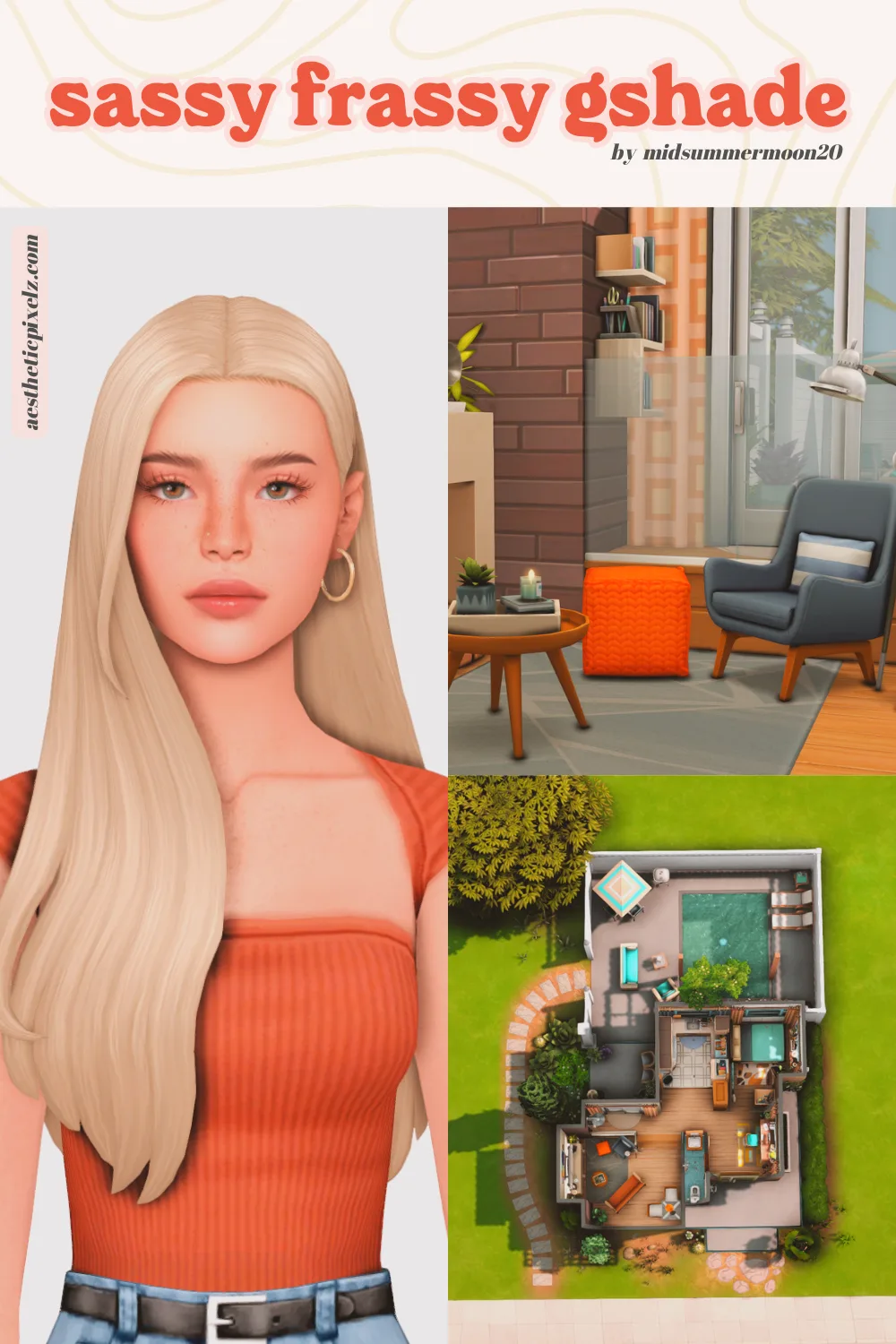 images showing off the sassy frassy gshade for the sims 4
