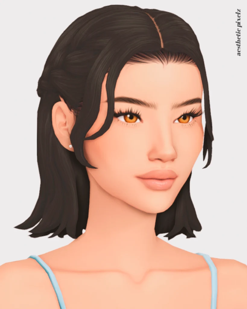 sims 4 female sim with a short custom content hairstyle
