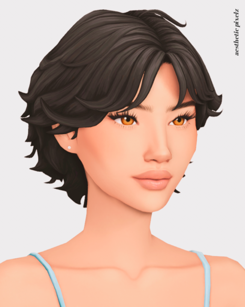 sims 4 female sim with a short custom content hairstyle
