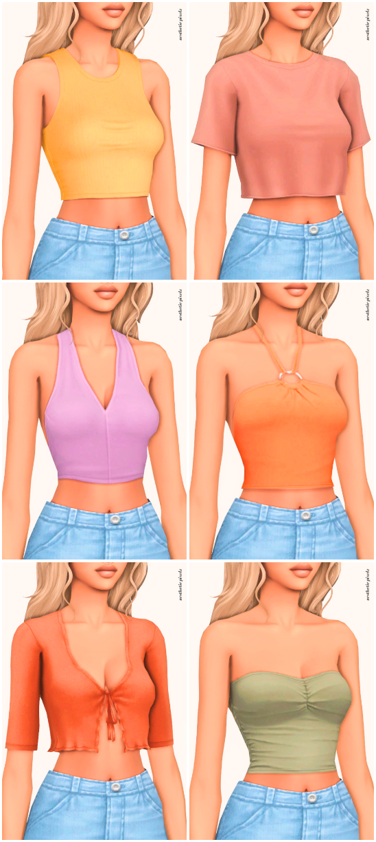 sims 4 cc essential crop tops lookbook