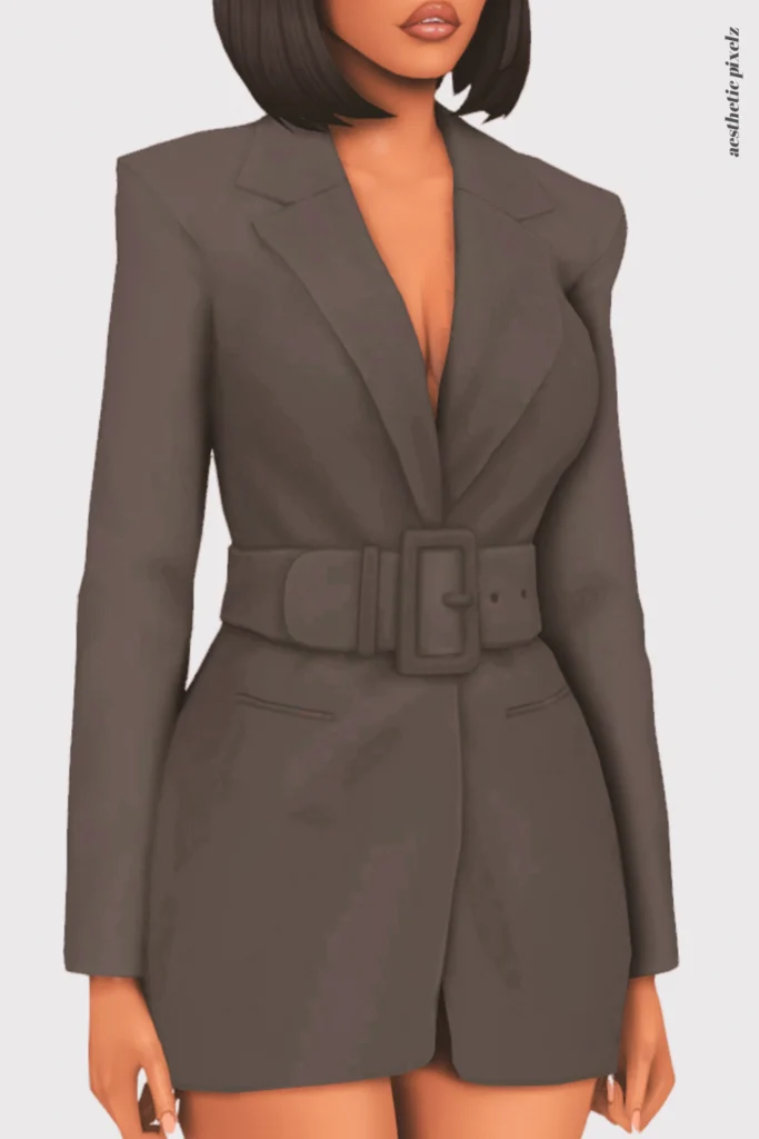 a female sim wearing a custom content little black dress