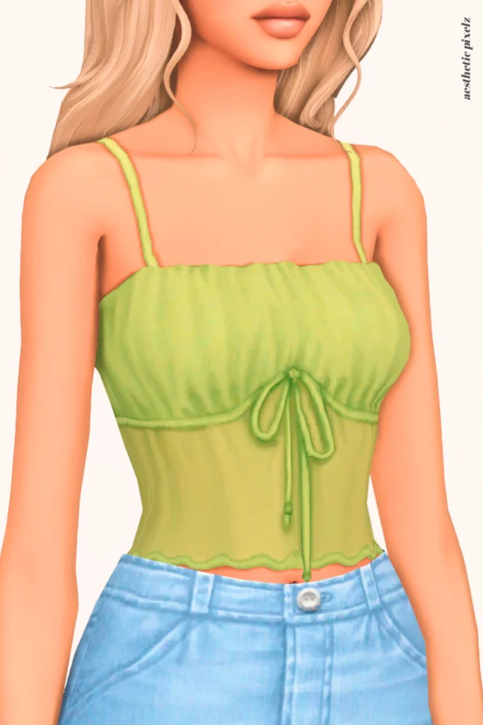 a female sim wearing a custom content crop top in the sims 4