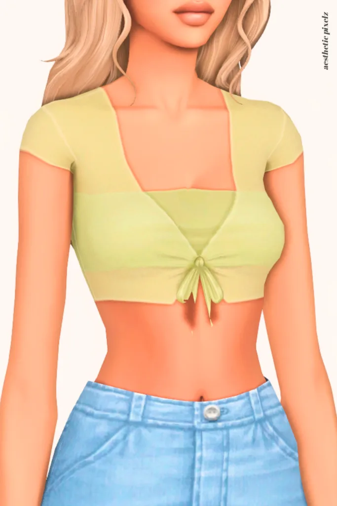 a female sim wearing a custom content crop top in the sims 4