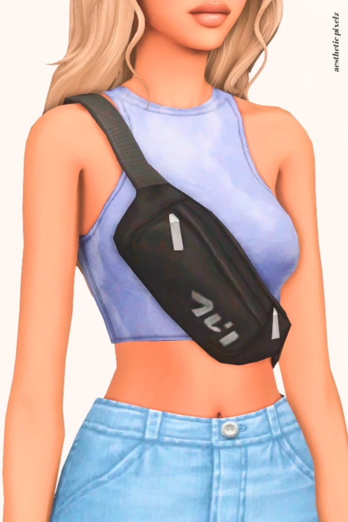 a female sim wearing a custom content crop top in the sims 4