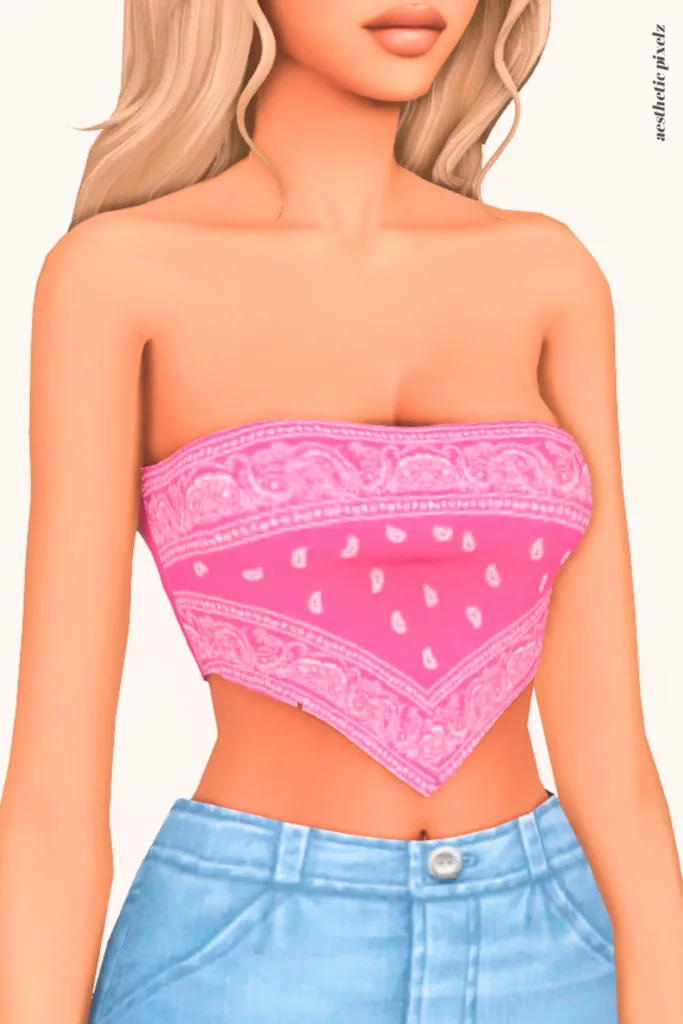 a female sim wearing a custom content crop top in the sims 4