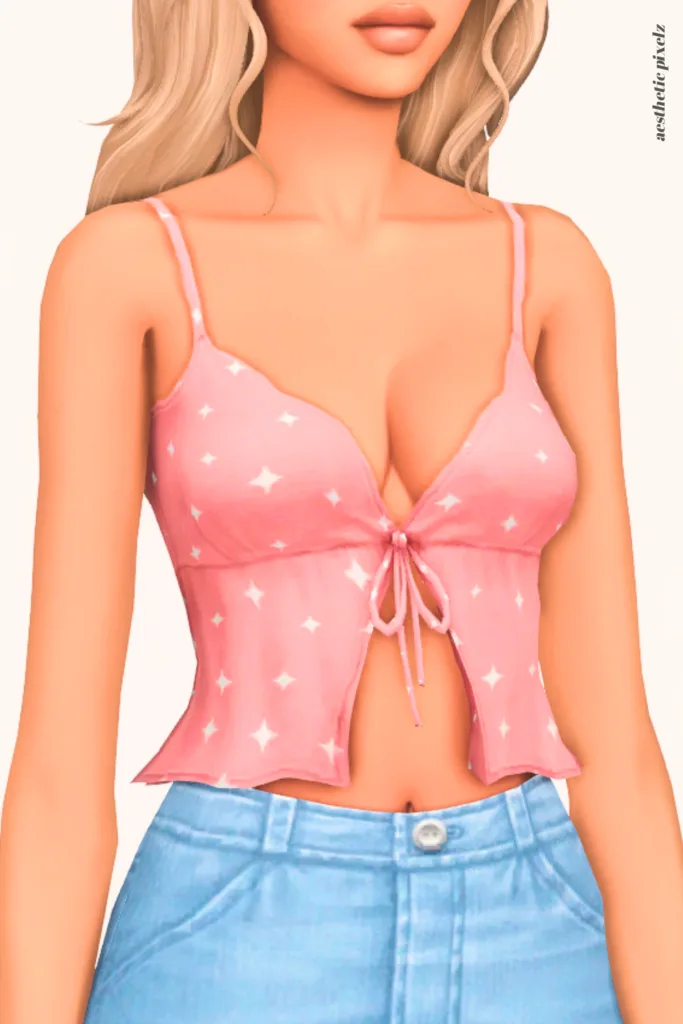 a female sim wearing a custom content crop top in the sims 4