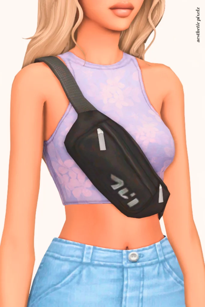 a female sim wearing a custom content crop top in the sims 4