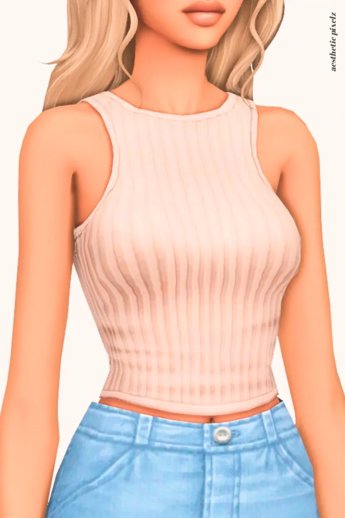 a female sim wearing a custom content crop top in the sims 4