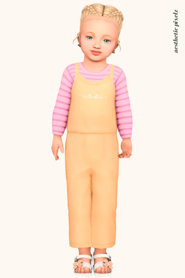 a sims 4 toddler girl wearing a toddler cc everyday outfit