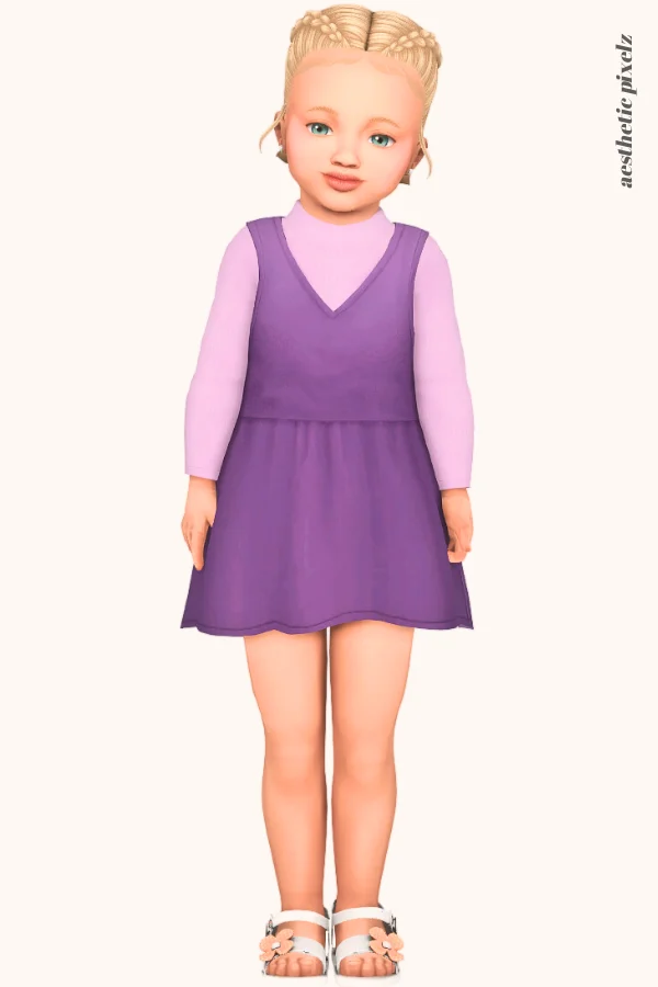 a sims 4 toddler girl wearing a toddler cc everyday outfit