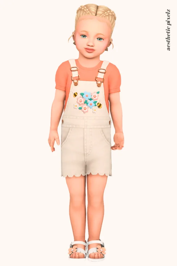 a sims 4 toddler girl wearing a toddler cc everyday outfit