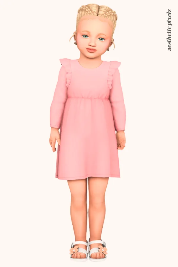 a sims 4 toddler girl wearing a toddler cc everyday outfit