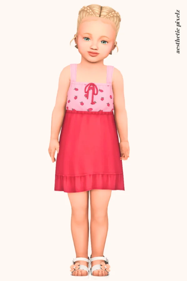 a sims 4 toddler girl wearing a toddler cc everyday outfit