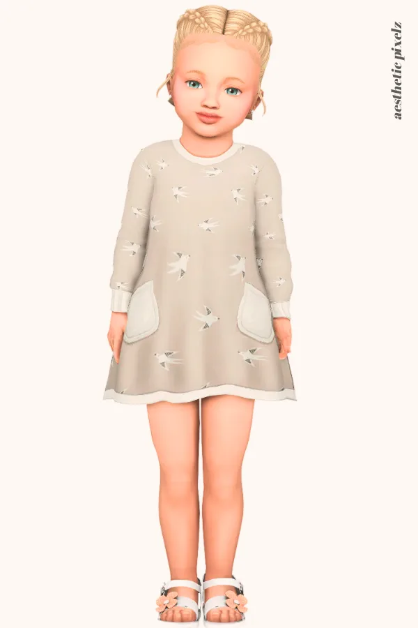 a sims 4 toddler girl wearing a toddler cc everyday outfit