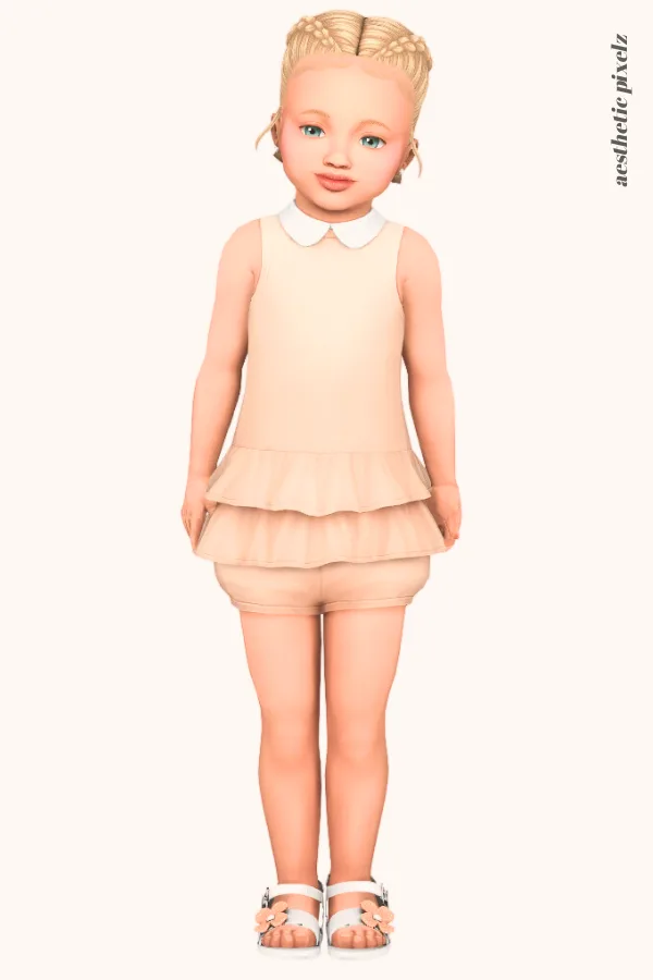 a sims 4 toddler girl wearing a toddler cc everyday outfit