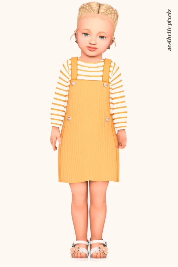 a sims 4 toddler girl wearing a toddler cc everyday outfit