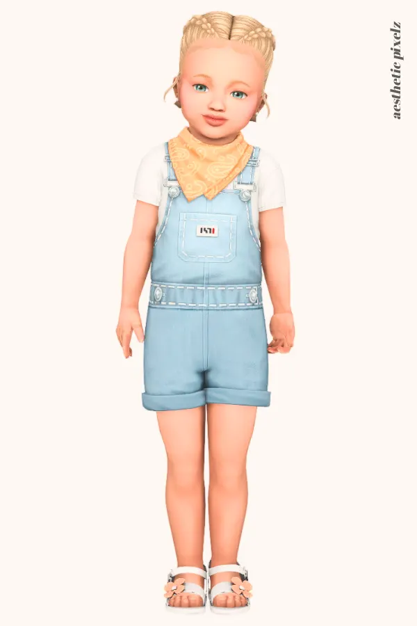 a sims 4 toddler girl wearing a toddler cc everyday outfit