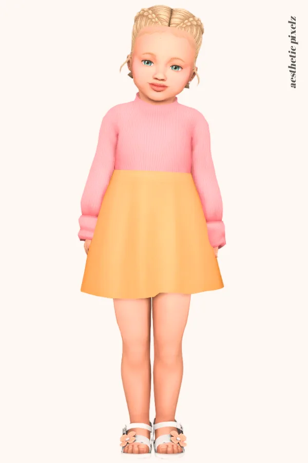 a sims 4 toddler girl wearing a toddler cc everyday outfit