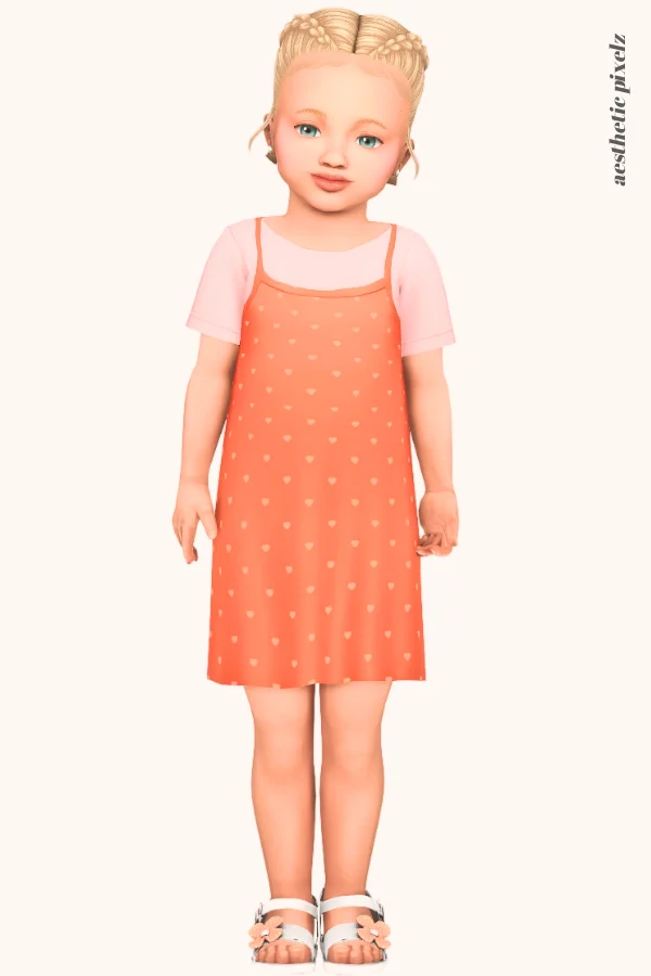 a sims 4 toddler girl wearing a toddler cc everyday outfit