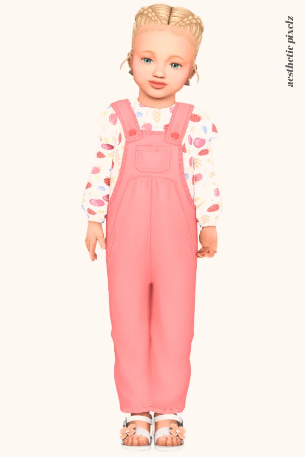 a sims 4 toddler girl wearing a toddler cc everyday outfit