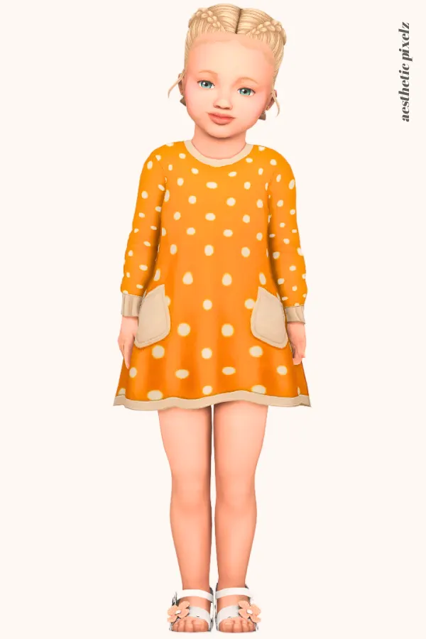 a sims 4 toddler girl wearing a toddler cc everyday outfit