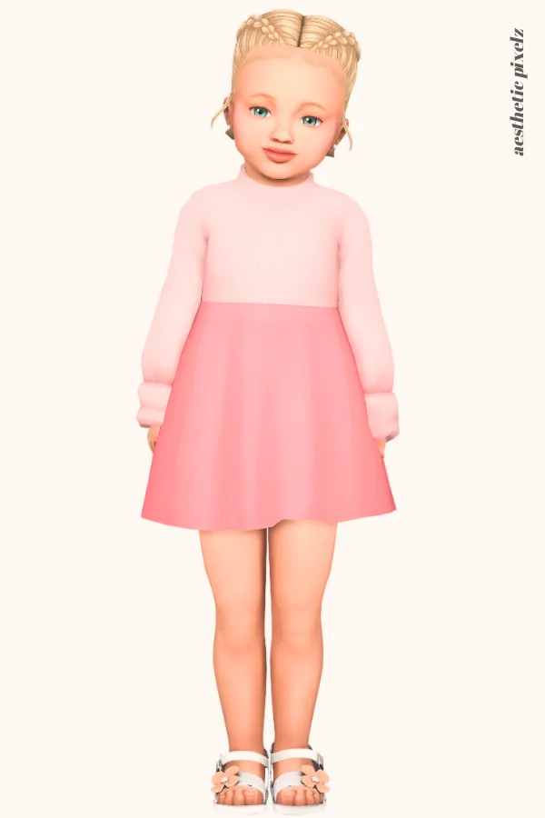 a sims 4 toddler girl wearing a toddler cc everyday outfit