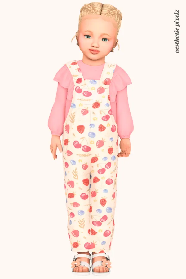 a sims 4 toddler girl wearing a toddler cc everyday outfit