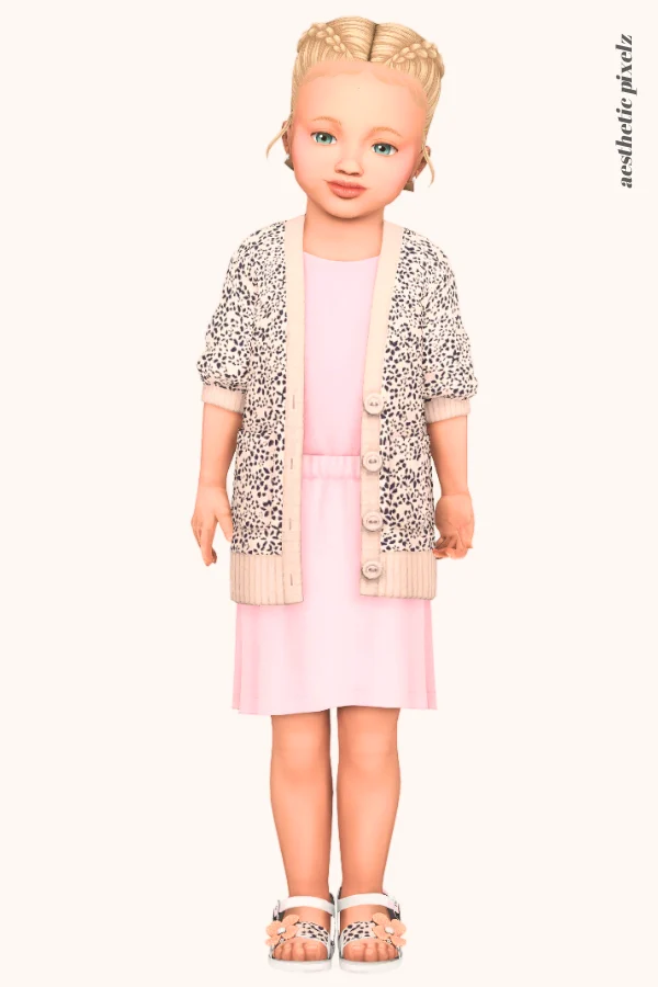 a sims 4 toddler girl wearing a toddler cc everyday outfit