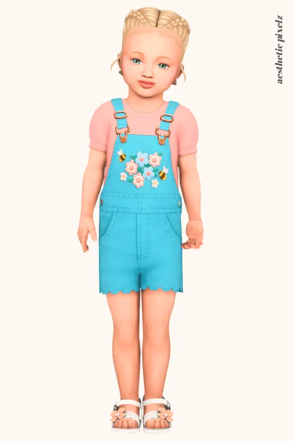 a sims 4 toddler girl wearing a toddler cc everyday outfit