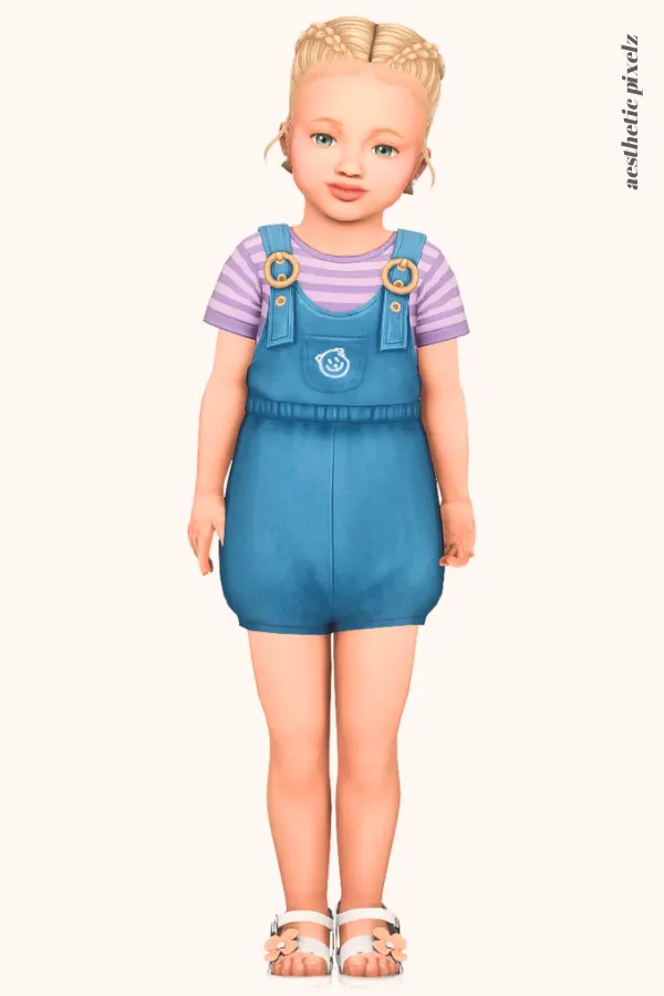 a sims 4 toddler girl wearing a toddler cc everyday outfit