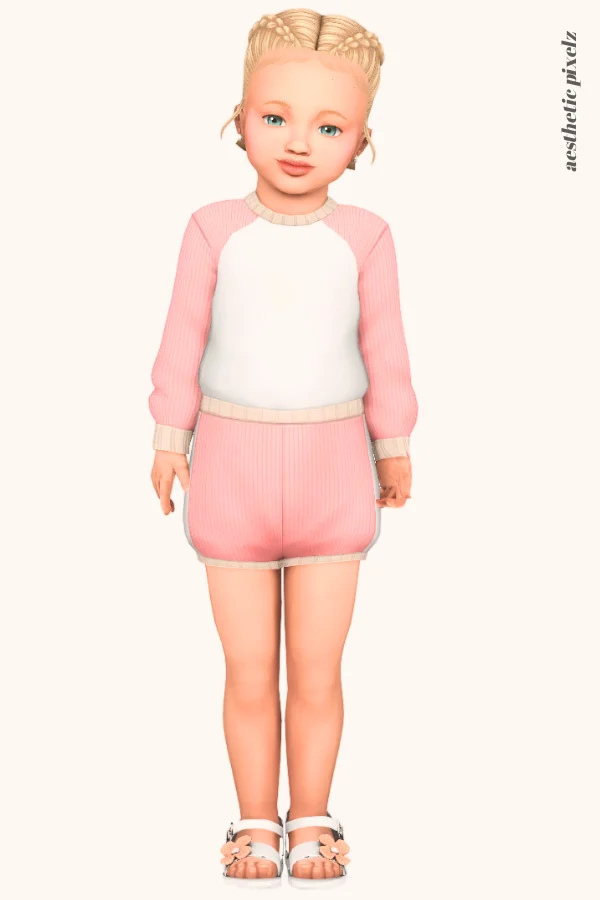 a sims 4 toddler girl wearing a toddler cc everyday outfit