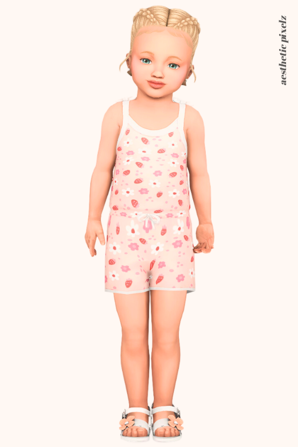 a sims 4 toddler girl wearing a toddler cc everyday outfit