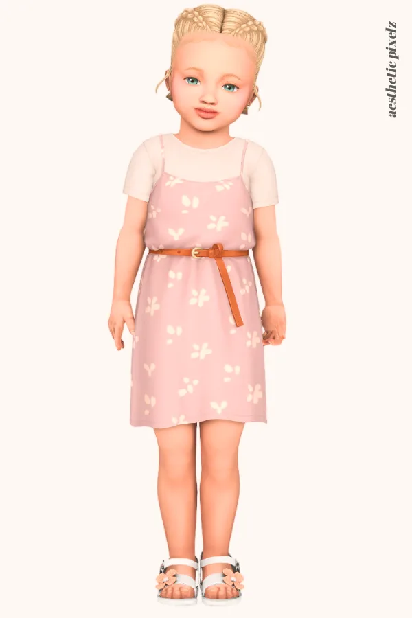 a sims 4 toddler girl wearing a toddler cc everyday outfit