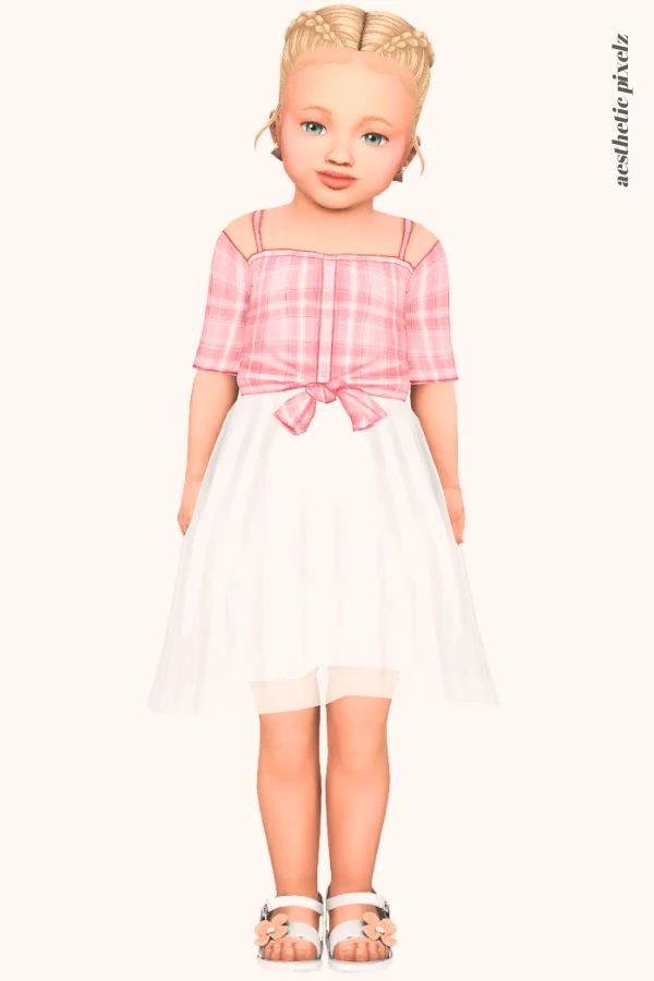 a sims 4 toddler girl wearing a toddler cc everyday outfit